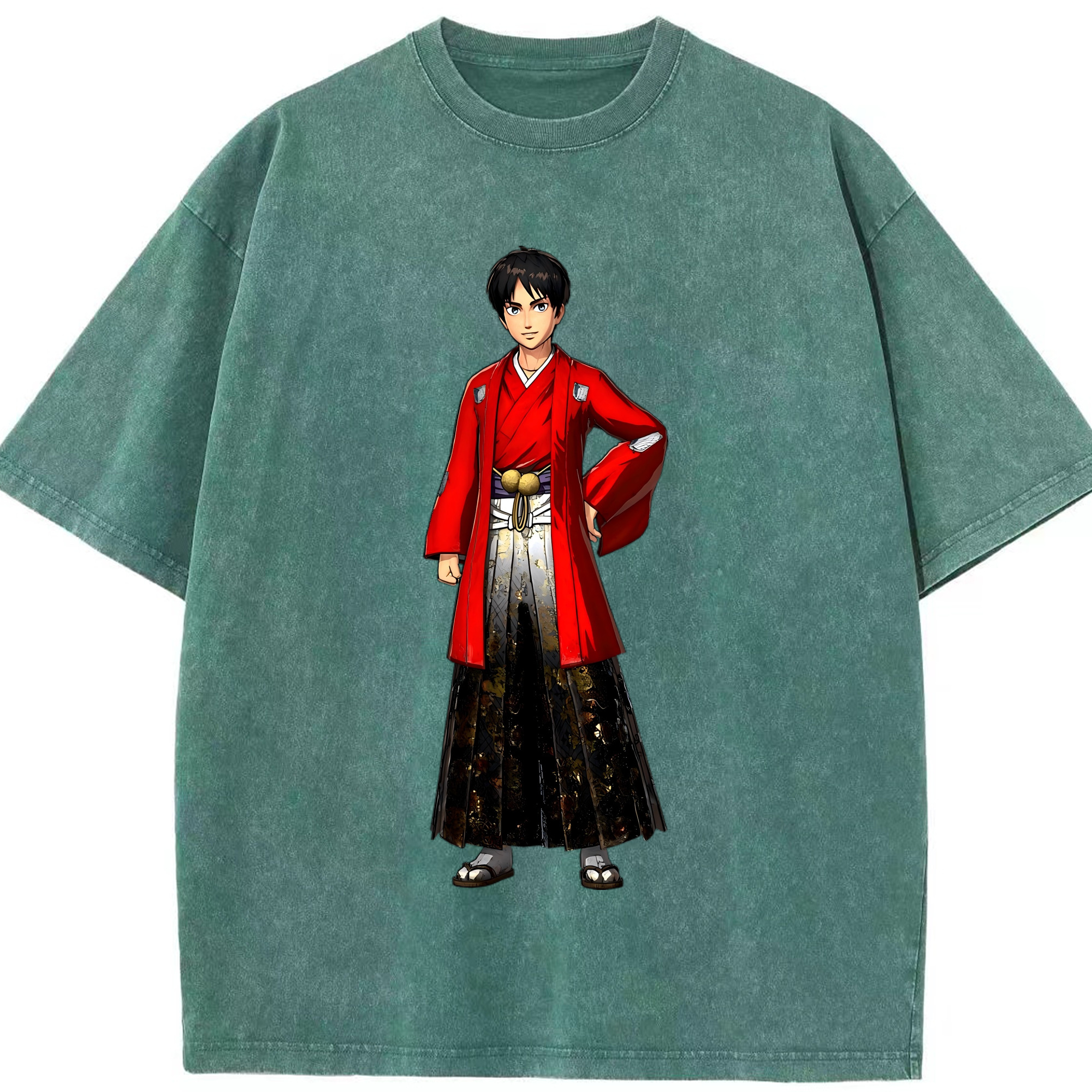 （画像用） 進撃の巨人 エレン･イェーガー Attack on Titan Eren Jäger 綿100% ヴィンテージ風 半袖Tシャツ（フロントプリント）